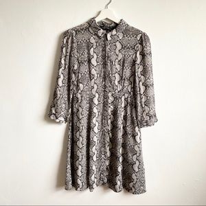 Zara mini button down dress animal print pockets small
